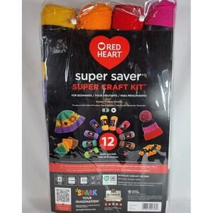 Spinrite Coats & Clark Red Heart Super Saver Super Yarn Craft Kit-12 Multi-Color